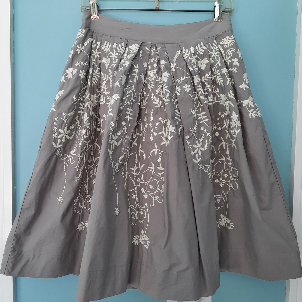 Meadow Rue Cotton Skirt Flower Embroider